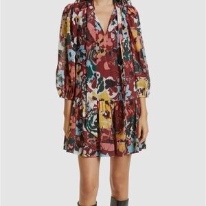 Tanya Taylor Rosalind Puff-Sleeve Tiered Minidress